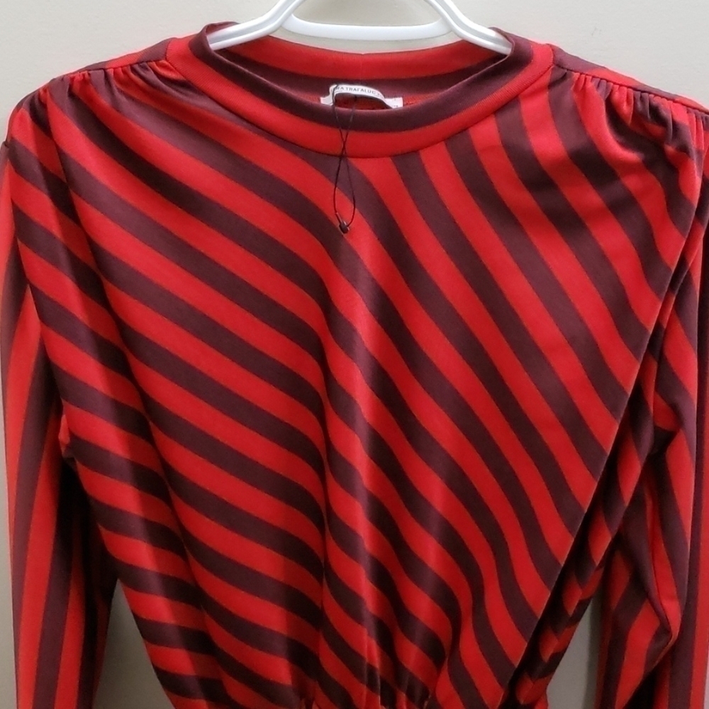 Zara Stripped with Ruffled Hem Blouse Size S - Picture 4 of 6